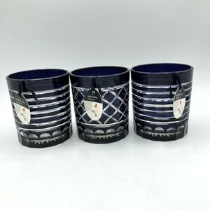 3 Set Debi Lilly Spell Binding Glass Candle Holder Black Stripe Diamond Witchy